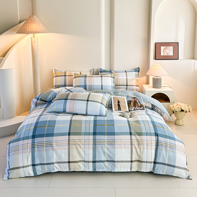 Conjunto de Cama Xadrez Azul 4 - Linen Duvet Cover avaliação e preço